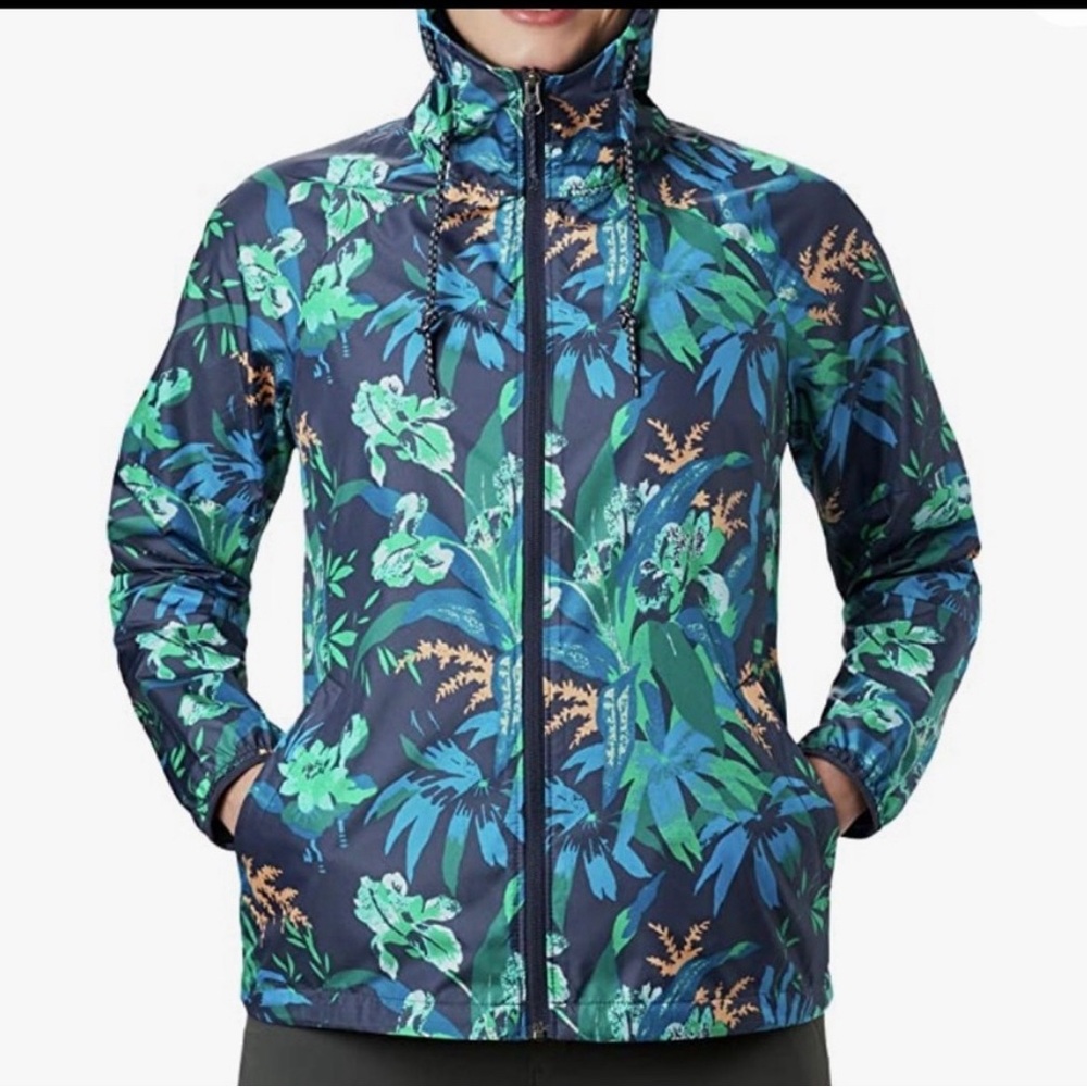 Columbia Women’s Side Hill Printed Windbreaker Jacket with Hood and Pockets